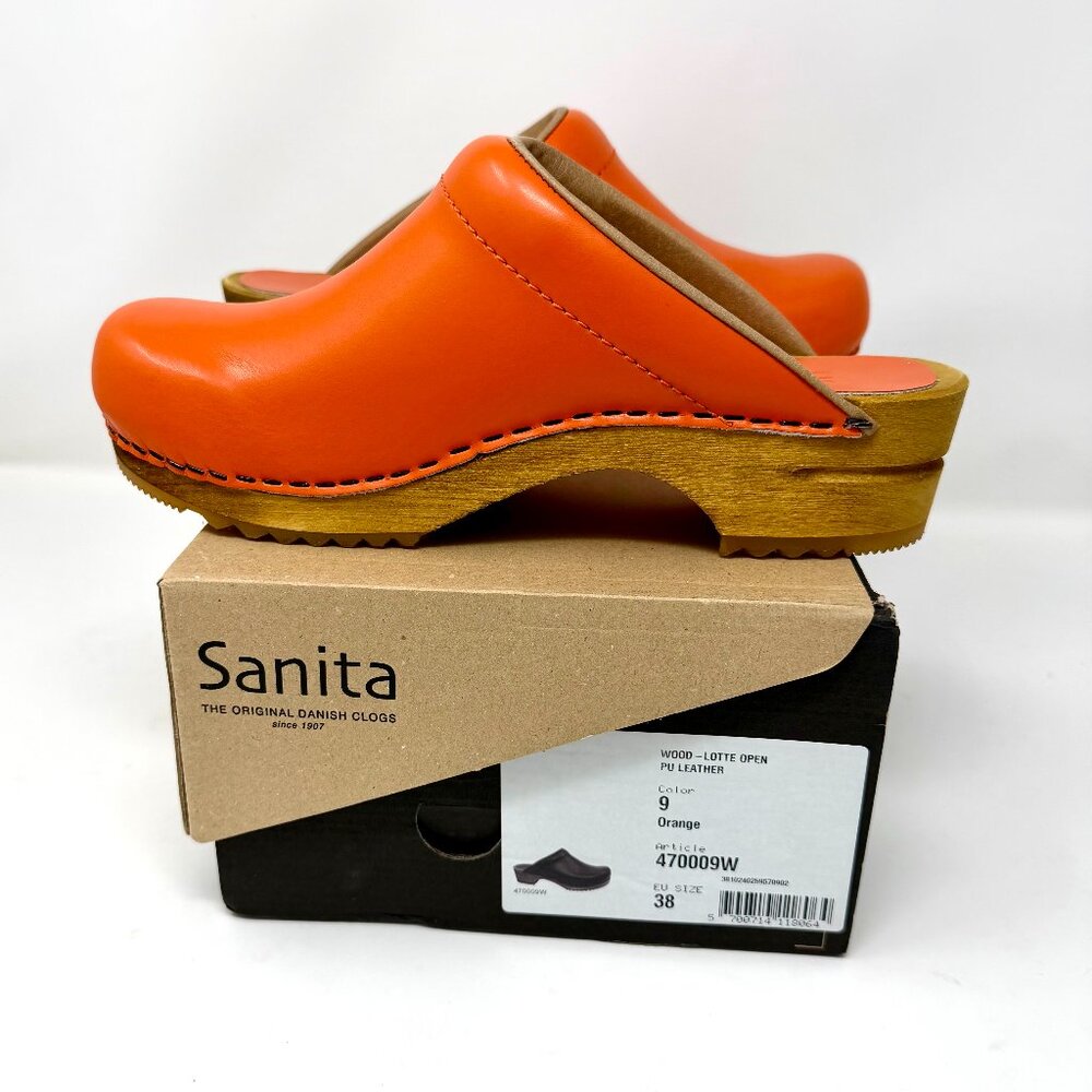 Sanita Orange Lotte PU Leather Open Back Clog NWB!